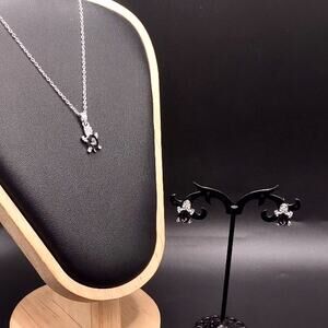 925 Silver Turtle Necklace Earrings Set CZ Amethyst Women's Boho Birthday Gift